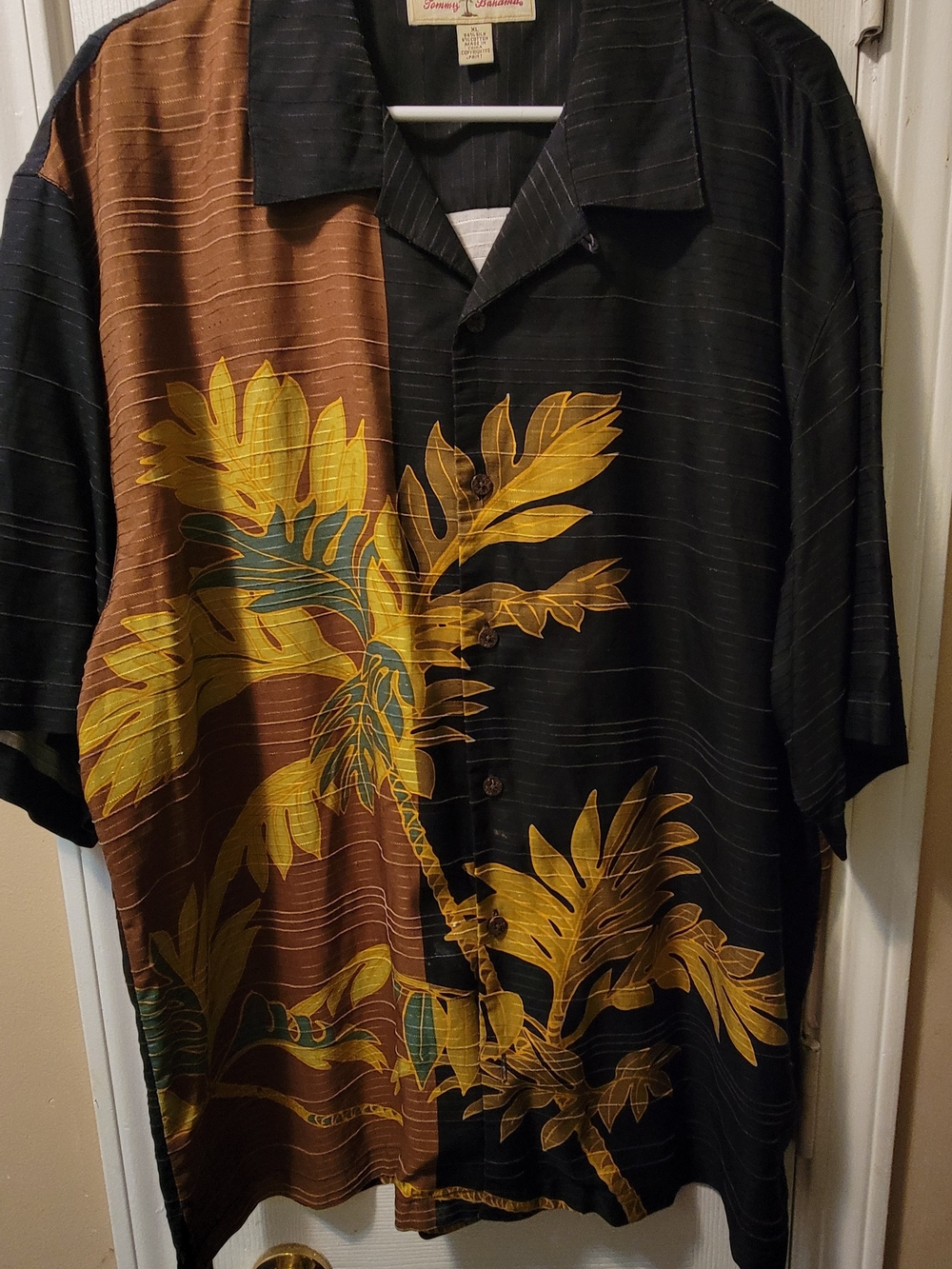 Tommy Bahama Black, Brown & Yellow Tropical Camp Shirt